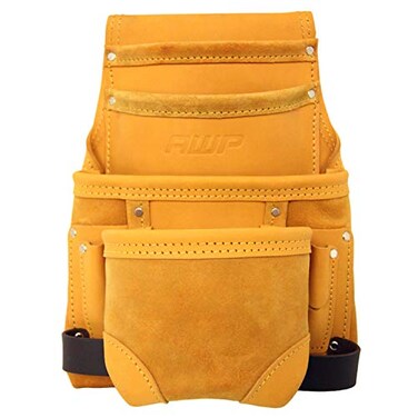 AWP Classic Leather Tool Pouch, Crafted from Premium Top-grain Leather, Compatible with Work Belts Up to 3 Inches Wide, Tool Belt Accessory, Tan