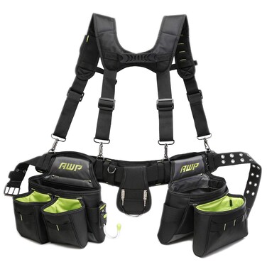 AWP Trapjaw General Construction Polyester Tool Rig   TrapJaw Tool Rig with Suspenders,Black, Green