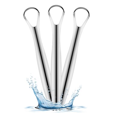 Metal Tounge Scraper Cleaner Silver - Tongue Scraper Surgical Grade Pro Stainless Steel (Pack of 3) - Tough Cleaner for Adults, Kids, Men &amp; Women - Raspador de Lengua - Limpiador de Lengua