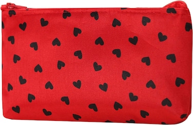 YSSZAM Red and Black Love Heart Travel Toiletry Bag Make Up Bags, Portable Travel Cosmetic Bag Makeup Case Heart Dot Print Toiletry Wash Organizer for Bottles, Cosmetics,Bathroom Toiletries
