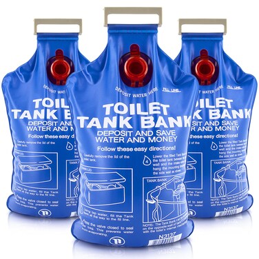 Toilet Tank Bank Insert 3-Pack, Water-Saving Device, Saves 95+ Ounces Per Flush, Brick and Bottle Alternative, for Less Efficient Older Toilets to Save Water