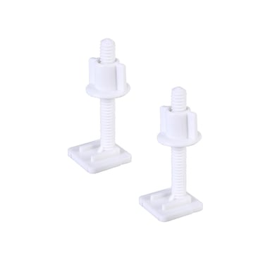 2Pcs White Plastic Toilet Seat Screws and Nuts with Washers,Hinge Bolts Screws Hinges Replacement Parts for Mounting Toilet Lid Toilet Seats Bathroom Fixtures Parts Kit