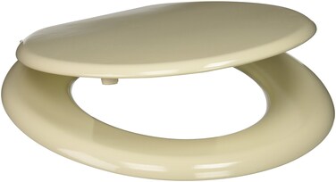 PlumbTech 101-01 Standard Grade Molded Wood Round Toilet Seat, Bone