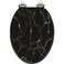 Elongated Toilet Seat Gold on black Crack and broken effects Marble Resin Toilet Seat with Quietly Close Quick Release Hinges Decorative Toilet Seat with Cover Easy to Clean and Install