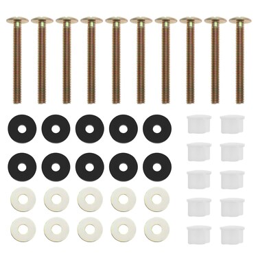 The Lord of the Tools 10 Sets Toilet Seat Fittings Fixing Screws Toilet Seat Bolts with Plastic Nuts Metal Washers and Rubber Washers for Installing Toilet Seat Hinge