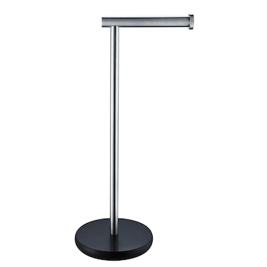 Toilet Paper Holder Stand, Free Standing Tissue Roll Holder, Heavy Natural Black Galaxy Natural Marble Base,Brushed Rod, G376A