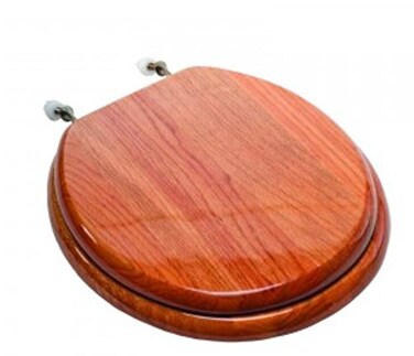 PlumbTech 5B3R3-17CH Round Toilet Seat in Traditional Design, Red Oak with Natural Finish