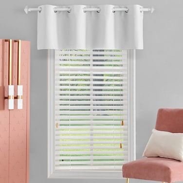 TOAVA DECO White Curtain Valances for Windows Treatment 18 Inch Length Thermal Insulated White Valances for Windows Bedroom Short White Grommet Valances for Windows 1 Panel 52 X 18