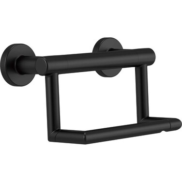 Delta Contemporary (1-Pack) Toilet Paper Holder w/ Assist Bar ADA Compliant Matte Black Bathroom Safety Handle   Wall Mount 300 lb Capacity Balance Assist Bar, Handicap Grip Toilet Area 41550-BL