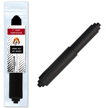 Toilet Paper Roller Holder (7 Inch) Black - Plastic (Spring Loaded) Replacement Spindle Rod - Roll Extender fits Extra Large Bathroom Tissue Rolls -