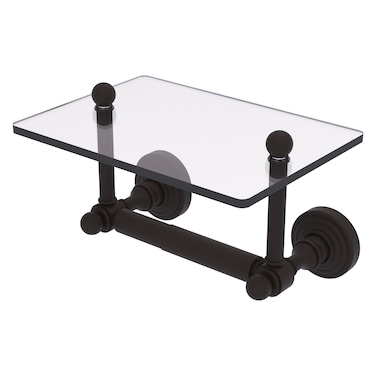 Allied Brass WP-GLT-24 Waverly Place Collection Two Post Tissue Glass Shelf Toilet Paper Holder, Oil Rubbed Bronze