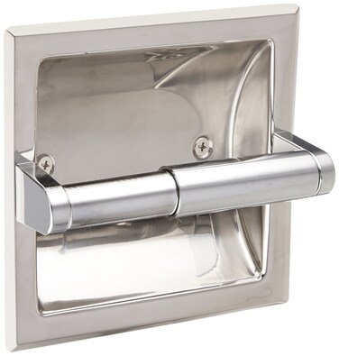 Rocky Mountain Goods Recessed Toilet Paper Holder with Rear Mounting Bracket Install Kit - Easy Installation - Saves Space in Your Bathroom - Premium Finish - Heavy Duty Metal (1, Chrome)