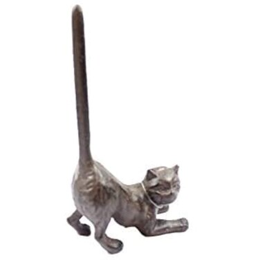 Cast Iron Cat Extra Toilet Paper Stand 10" - Decorative Cast Iron - Cat Decor