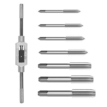 8PCS Metric Tap Set,Tap and Die Set,Hand Screw Thread Taps Set,Mini Metric Plug Tap Screw Tap Drill Tap Drill Set Tapping tool M3 M4 M5 M6 M8 M10 M12 with Adjustable Tap Wrench Tool 1/16-1/2