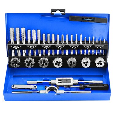 JONMON Tap and Die Set - 32Pcs Metric Screw Thread Dies and Taps Wrench Kit, Hardened Steel Essential Threading Tapping Rethreading Combination Garage Tool for Cutting External and Internal Threads