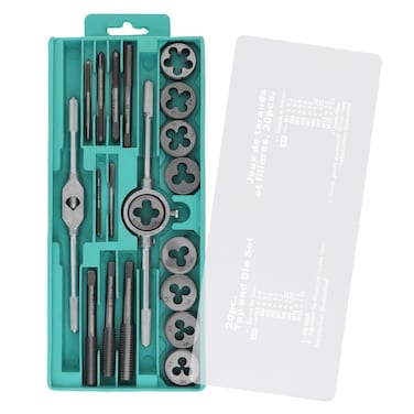 OriGlam 20pcs Alloy Steel SAE, Tap and Die Set, Metric Standard Tap and Die, SAE Thread Tool, Essential Threading Home Tool Cutting Threads for Cutting External and Internal Threads