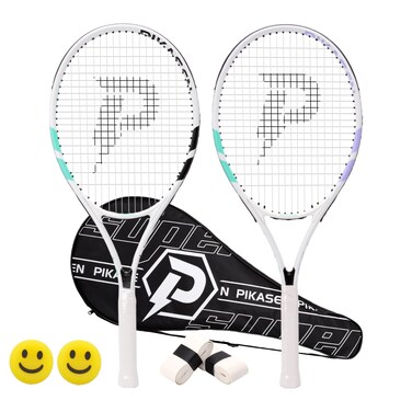 PIKASEN 27 Inch Tennis Rackets for Adult Recreational 2 Players Tennis Rackets Set with 2 Overgrips and 1 Tennis Bag. Perfect for Beginners and Students Training