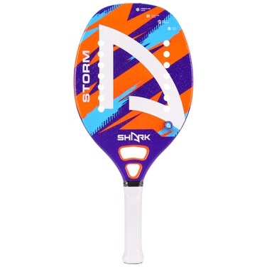 Shark Storm - Professional Beach Tennis Racket   Fiberglass Frame, EVA Soft Core   Beginner Level   Spin-Generating Micro-Granule Face Texture   Includes Cover