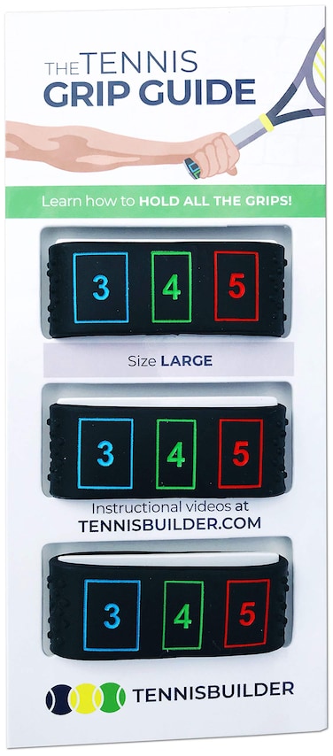 The Tennis Grip Guide by Tennisbuilder   Designed for Adults and Kids Tennis Racket   from Advanced to Beginner Tennis Players (Large, 3 Pack)