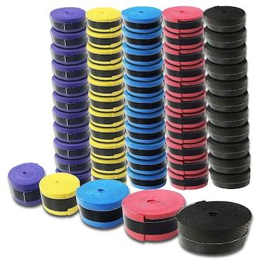 EASYLONGJEE 60Pcs Tennis Racket Grip Tape, Anti Slip Tennis Overgrip Grip Super Absorbent Badminton Overgrip Pickleball Overgrip
