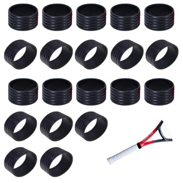 Wzttdm 20 Pcs Tennis Racket Silicone Handle Grip Ring, Racket Band Racquet Rings, Protector Absorbent Overgrip Fix Ring for Handle Tennis Racket
