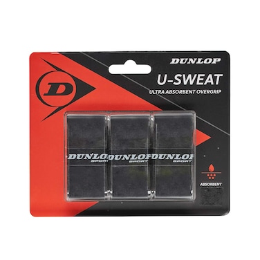 Dunlop Sports U-Sweat Overgrip, 3-Pack, Black
