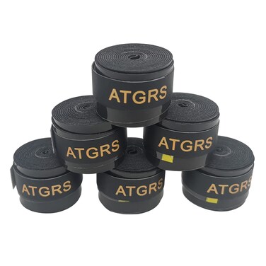 ATGRS Tennis Racket Grip,Tacky Tennis Overgrips Tape Absorb Moisture Badminton Handle Tape Frosted Anti-Slip Overgrip for Tennis Racquet Badminton Racquet Pickleball Overgrip 6 Pack (Tacky-Black)