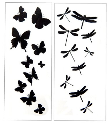 Premium Dragonfly &amp; Butterfly Black Silhouette Tattoo Tattoos