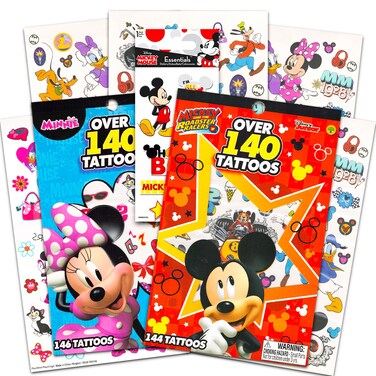Classic Disney Mickey Mouse and Minnie Temporary Tattoos Party Favors Pack ~ Bundle Includes 140 Plus Stickers