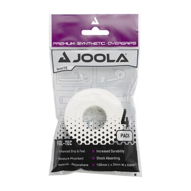 JOOLA Pickleball Overgrip - Tacky Feel Premium Synthetic Overgrips - Set of 4 - Pickleball Grip Tape for Any Brand Racket - Anti Slip Pickleball Tape Fits Elongated, Standard &amp; Skinny Handles,White