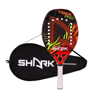 Shark Tiger - Professional Beach Tennis Racket   Carbon Fiber 3K Frame   22mm Thickness   Micro-Granule Face   for Advanced Players