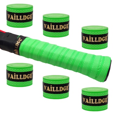 Vailldge Tennis Racket Grip Tape - Pattern Dots Grip Tape Absorbs Sweat Tennis Grip Anti Slip Overgrip for Tennis Racquet Squash Racket Badminton Baseball Bat Pingpong Paddle(6 Pack-Green)