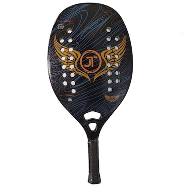 Gloperti Beach Tennis Racket,Carbon Fiber 22mm Sand Grit Face with EVA Memory Foam Core Power Spin Beach Tennis Racket with Velvet Pouch Black Colour