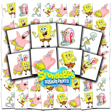 Spongebob Squarepants Tattoos Party Favors Bundle ~ 70+ Perforated Individual 2" x 2" Spongebob Temporary Tattoos for Kids Boys Girls (Spongebob Party Supplies MADE IN USA)