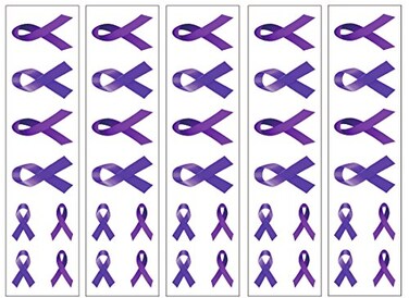 40 Purple Ribbon Temporary Tattoos: Pancreatic Cancer Awareness Tattoo