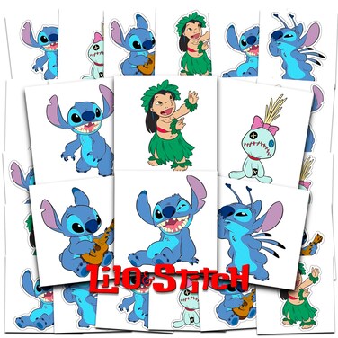 Disney Lilo and Stitch Tattoos Party Favors Bundle ~ 72 Perforated Individual 2" x 2" Lilo and Stitch Temporary Tattoos for Kids Boys Girls (Stitch Party Supplies)