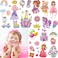 Tazimi 110Pcs Glitter Temporary Tattoos for Girls,Glitter Princess Castle Rainbow Temporary Tattoos for Birthday Party Favors Princess Party Supplies Gift Reward