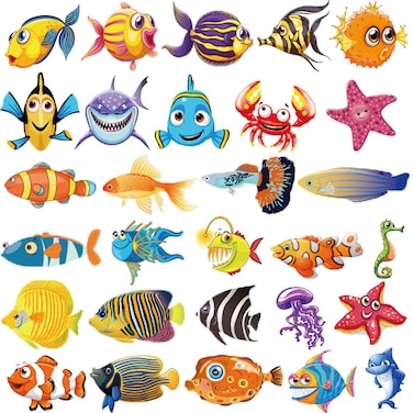 Ooopsiun Ocean Animals Temporary Tattoos for Kids - 12 Sheets Ocean Fish Birthday Party Decorations Supplies Favors for Boys Girls