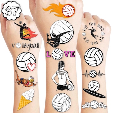 8 Sheets (87PCS) Volleyball Tattoos Theme Sports Birthday Party Decorations Supplies Favors Decor Stickers for Kids Boys Girls Gifts Classroom School Prizes Rewards