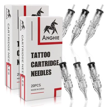 Tattoo Cartridge Needles, 40Pcs Anghie Tattoo Needles Assorted Tattoo Needle Cartridge 3RL 5RL 7M1 9M1 Cartridge Needles #10#12 Standard RLRM Cartridge NeedlesTattoo Cartridges for Tattoo Supplies