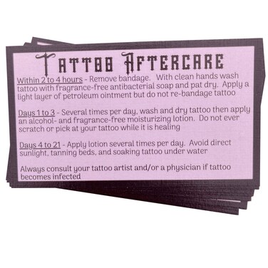 100 Pink Tattoo Aftercare Instructions Business Cards (3.5&acirc;&euro; X 2&acirc;&euro; inches) After Inked Tattoo Shop Supplies