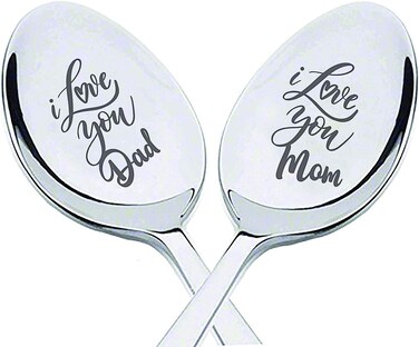 Best parents gifts   I love you mom/dad engraved spoon   Christmas gift for dad   Gift for thanksgiving/birthday/Anniversary from daughter son   Personalized mother's day father's day gift