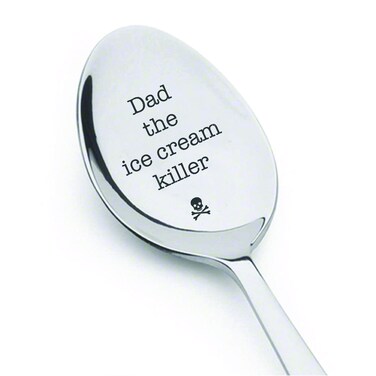 Dad The Ice Cream Killer Spoon - Fathers Day Gift Ideas - Engraved Spoon - Dad Gifts From Daughter - Birthday Gifts For Dad - Creative Items - Stainless Steel Spoon - Size Of 7 Inches