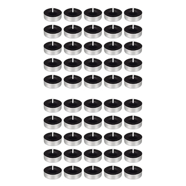 Mega Candles 50 pcs Unscented Black Tea Lights Candle, Pressed Wax Candles 3.5 Hour Burn Time, for Home D&Atilde;&copy;cor, Wedding Receptions, Baby Showers, Birthdays, Celebrations, Party Favors &amp; More