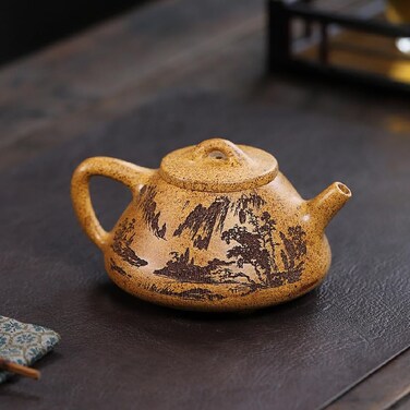 Handmade Zisha Teapot, Segmental Clay Chinese Yixing Purple Clay Tea Pot 300cc, Chinese Kungfu Brew Infuser Loose Leaf Tea