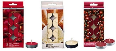 Luminessence Assorted Scented Tea Light Candles 24-ct Apple Cinnamon Vanilla and Black Cherry