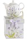 Delton 5.8 Inch Porcelain Tea for One, Lavender Rose