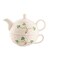 Belleek Shamrock Tea for One - Iconic Basketweave Pattern Tea Set with Teapot and Teacup