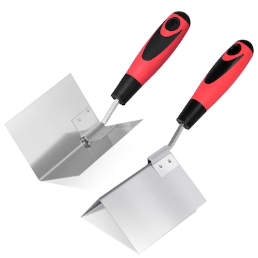 SUMED Drywall Corner Tool 2 PC,SUMED 4-1/2'' Inside &amp; Outside Stainless Steel Corner Trowel with Soft Grip Handle for Concrete Plastering Bricklaying Corner Finishing Work