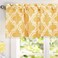 DriftAway Julianna Valance Geometric Leaf Pattern Thermal Blackout Window Curtain Valance Rod Pocket 52 Inch by 18 Inch Plus 2 Inch Header Golden Yellow